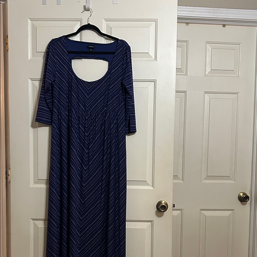 Torrid Navy Chevron Maxi Dress